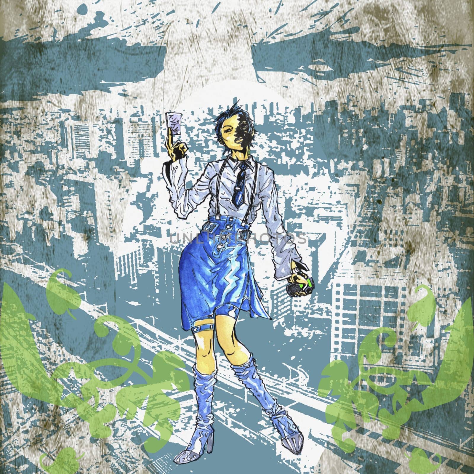 Businesswoman holding paper currency