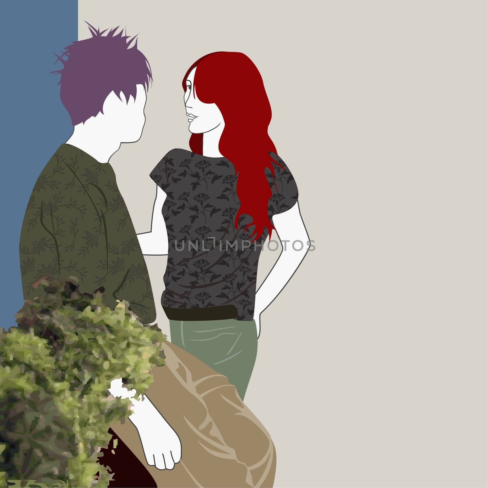 Young man talking to a young woman