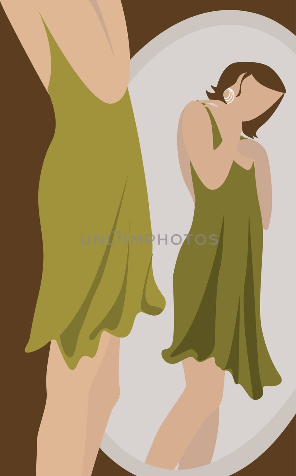 The reflection of a young woman in the mirror