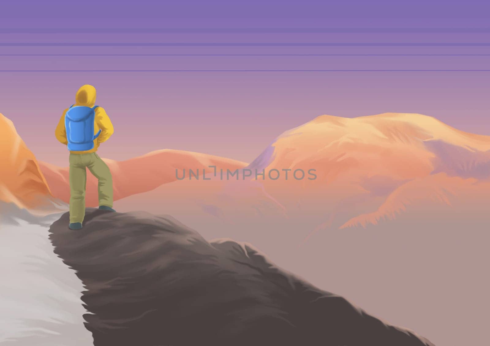 Young man standing on a hilltop