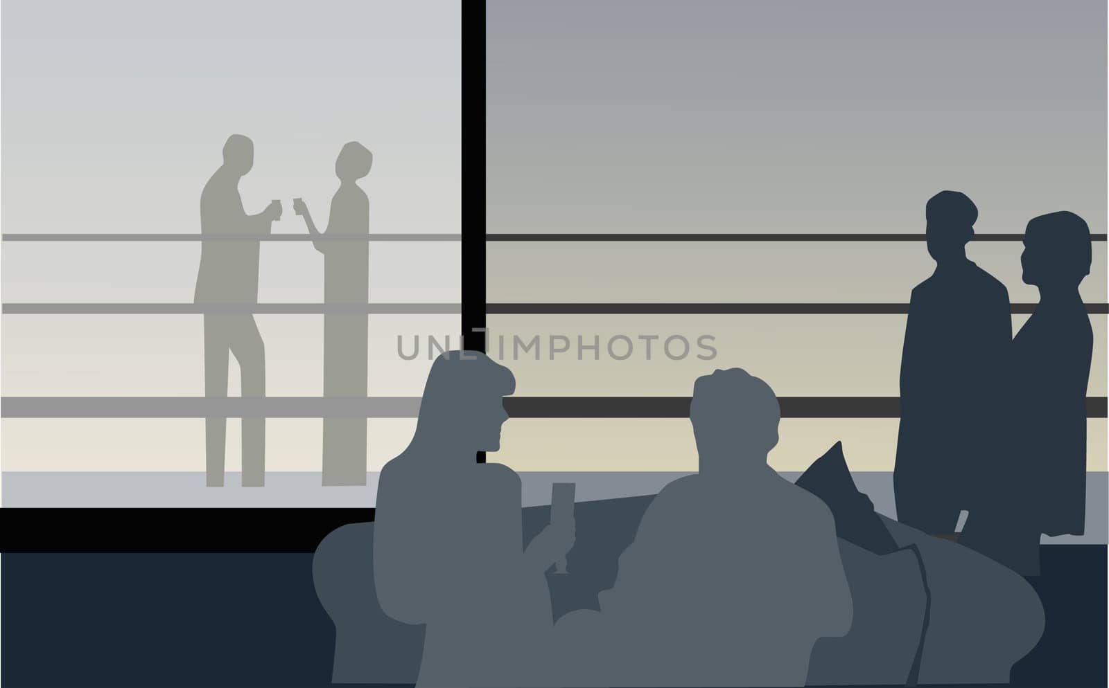 Three young couples on the deck of a ship