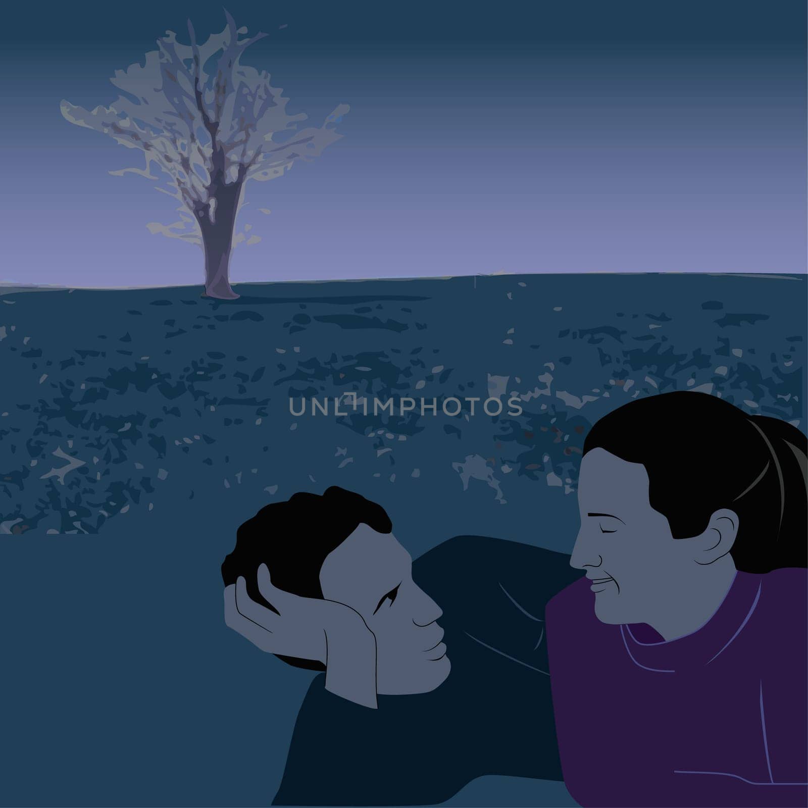 Young couple lying in a park