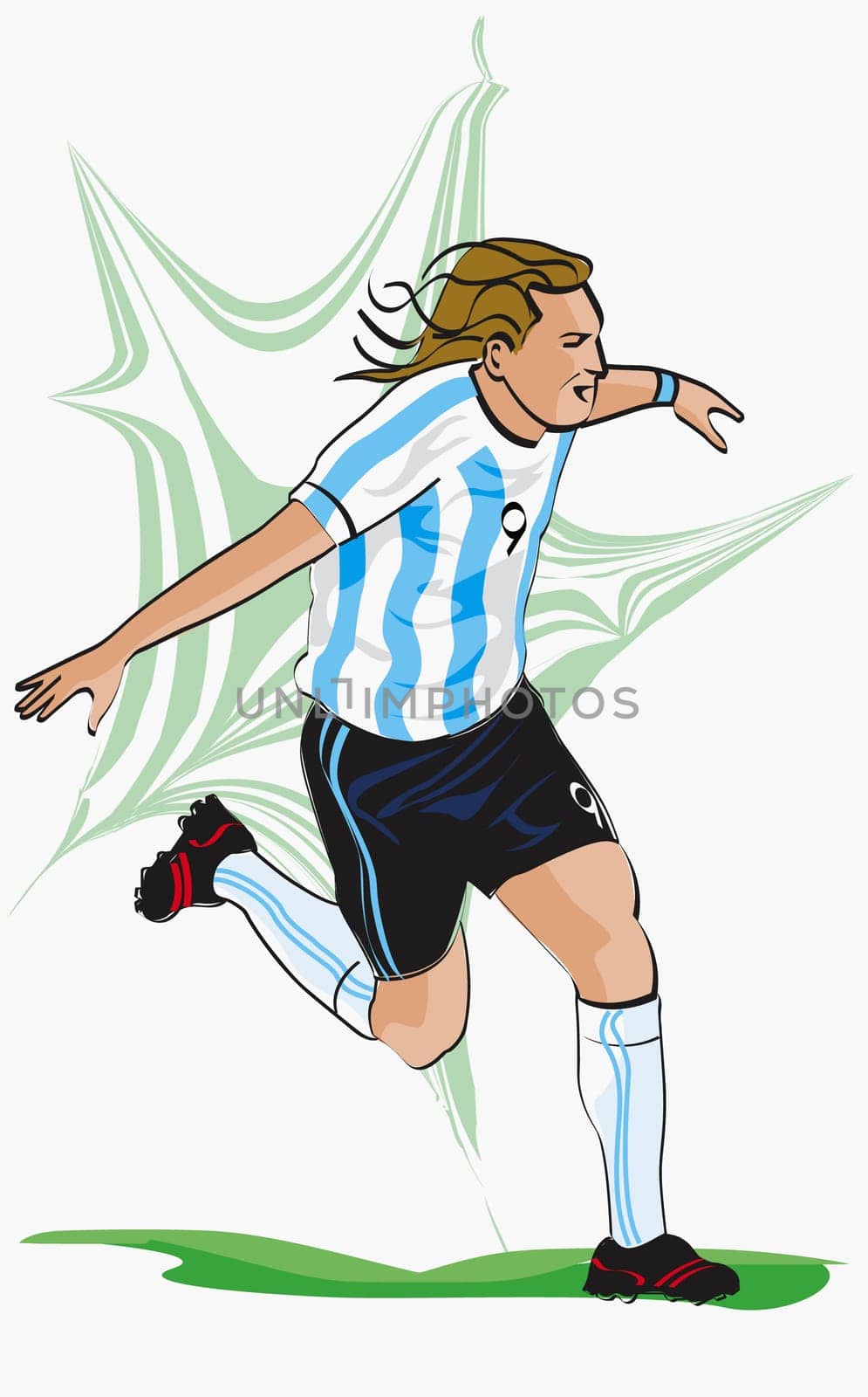 Soccer player running on a field