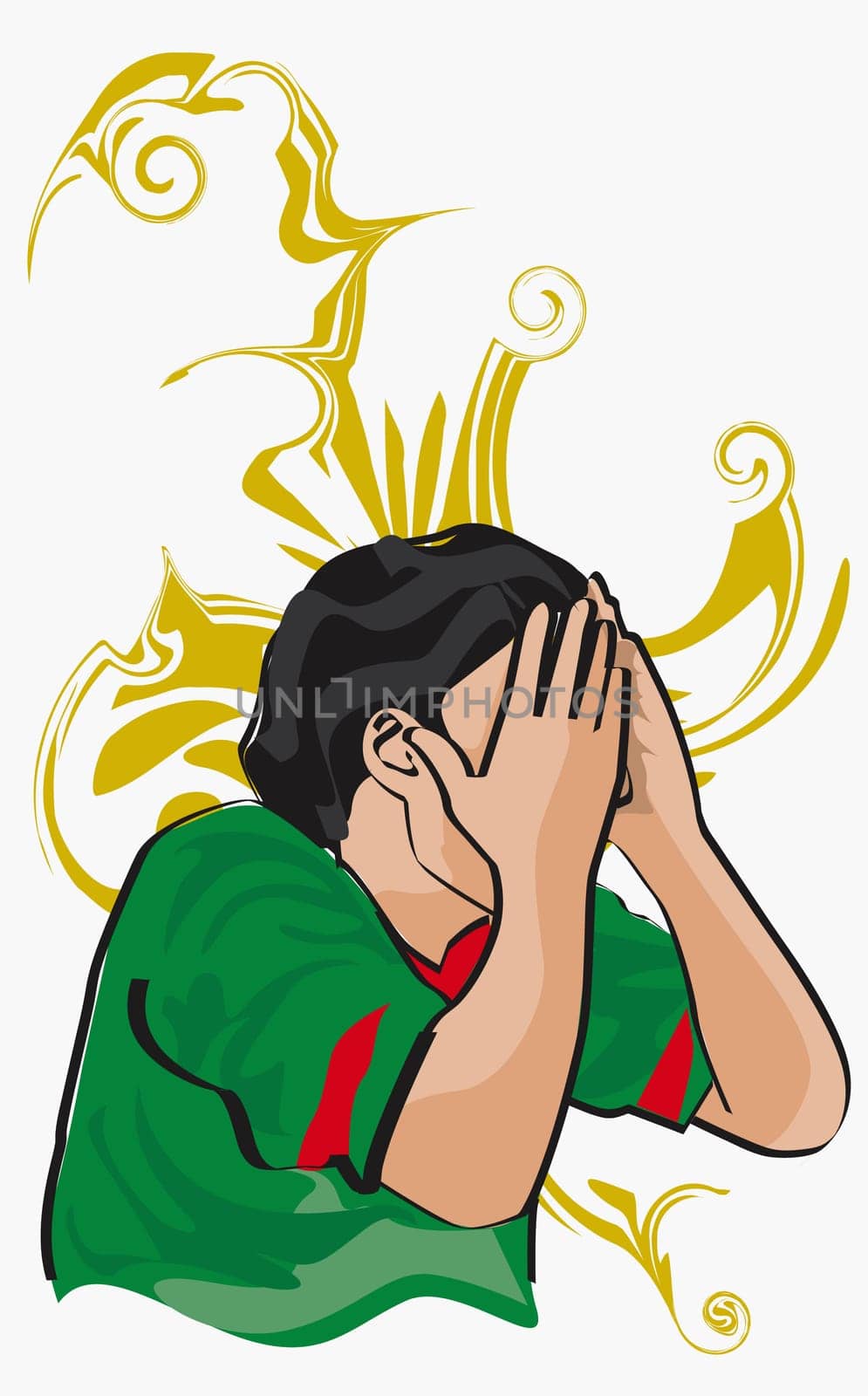 Close-up of a soccer player hiding his face