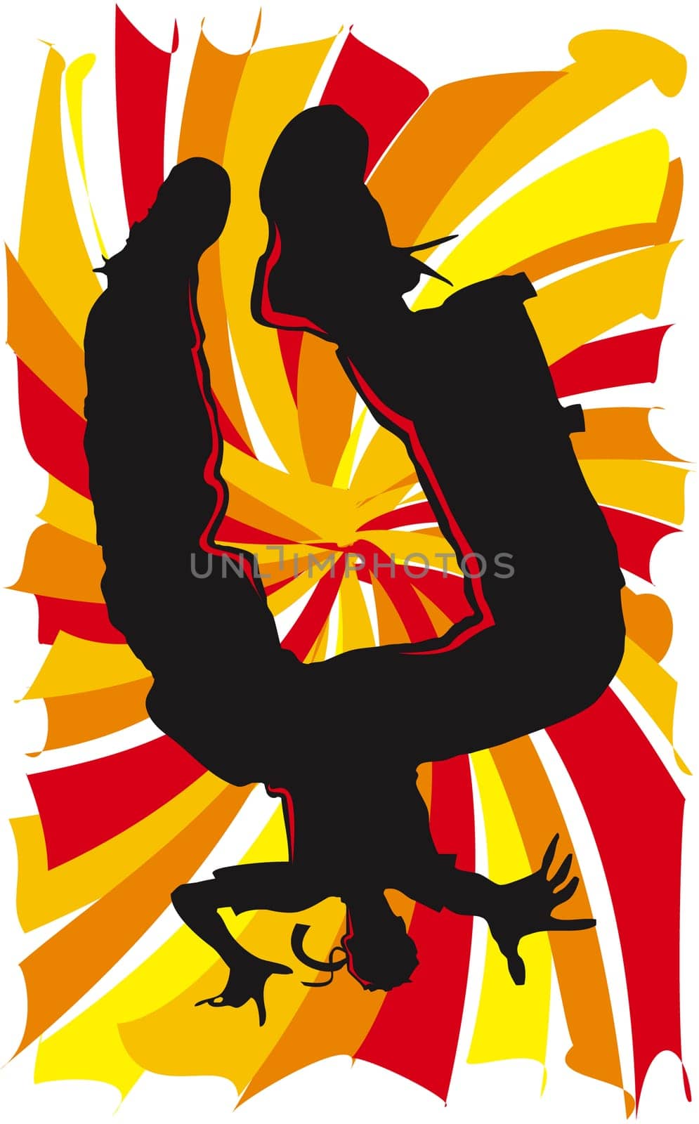 Silhouette of a man breakdancing
