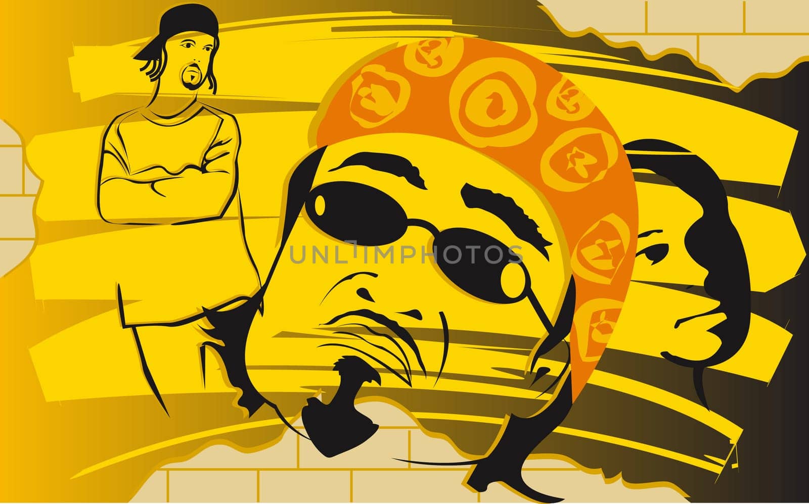 Graffiti of a man wearing sunglasses and bandana