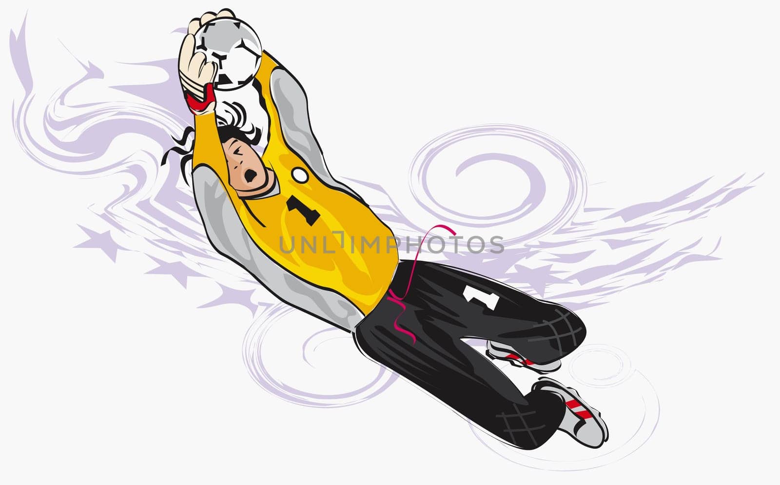 Soccer goalie diving for a soccer ball