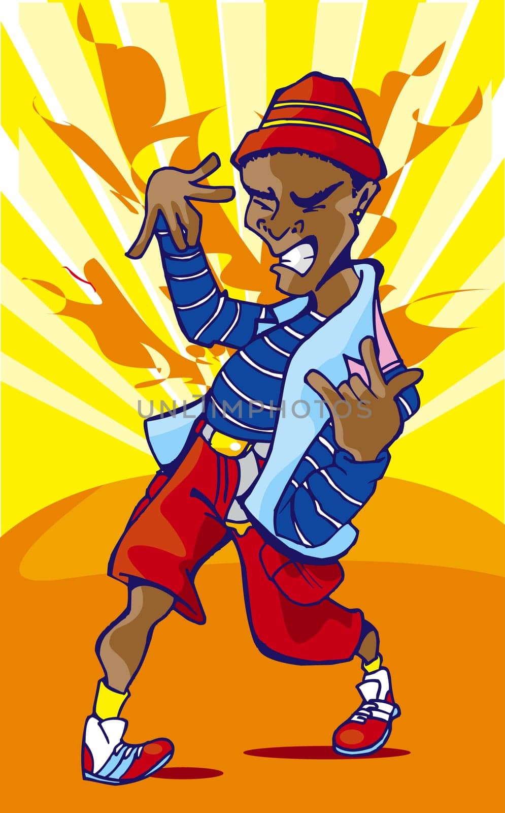 Young man breakdancing