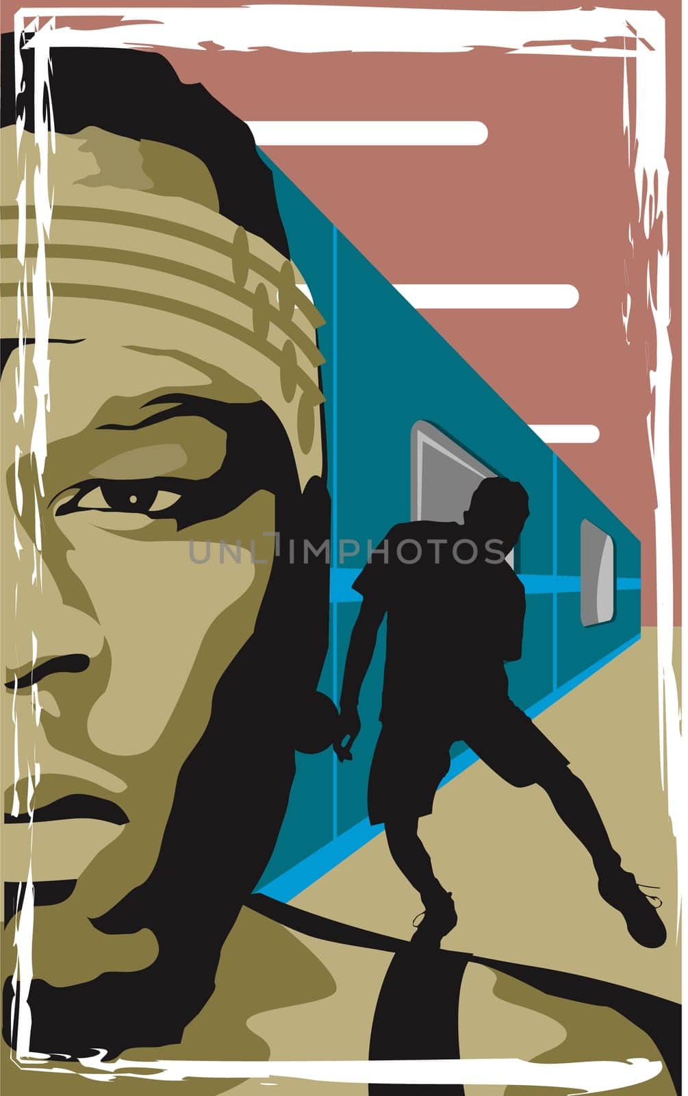Silhouette of a man breakdancing