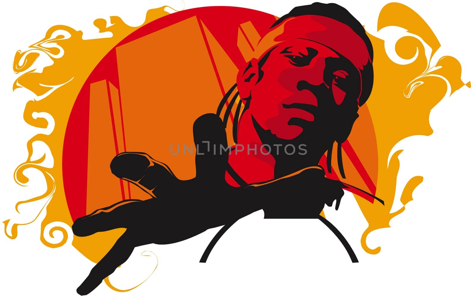 Low angle view of a young man breakdancing