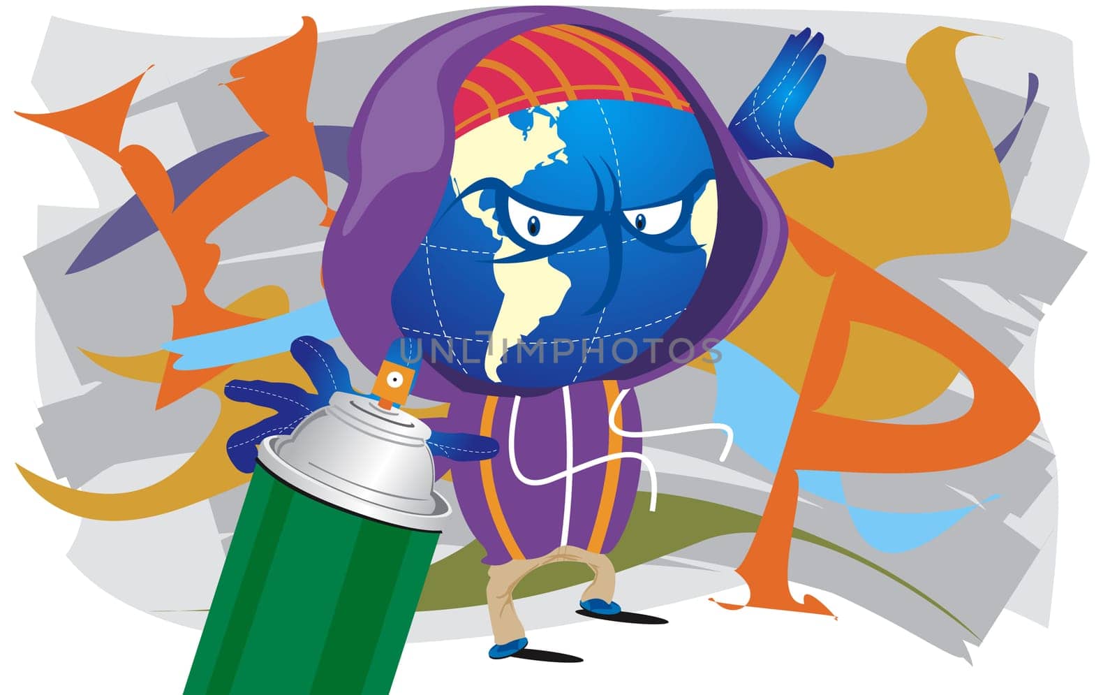 Person wearing a hooded jacket with a spray can