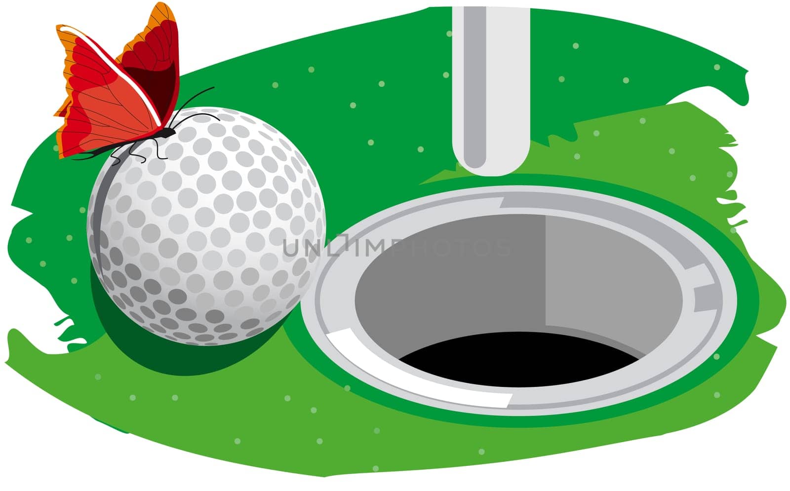 Golf ball near a hole