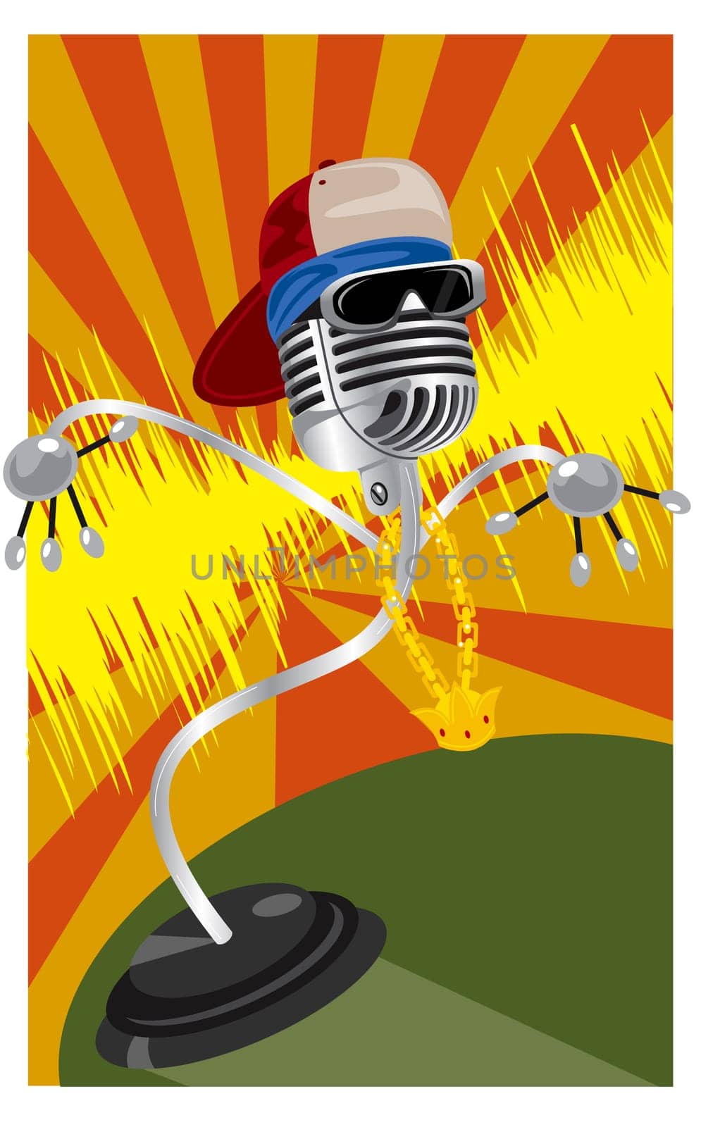 Microphone with a hat and a bandana