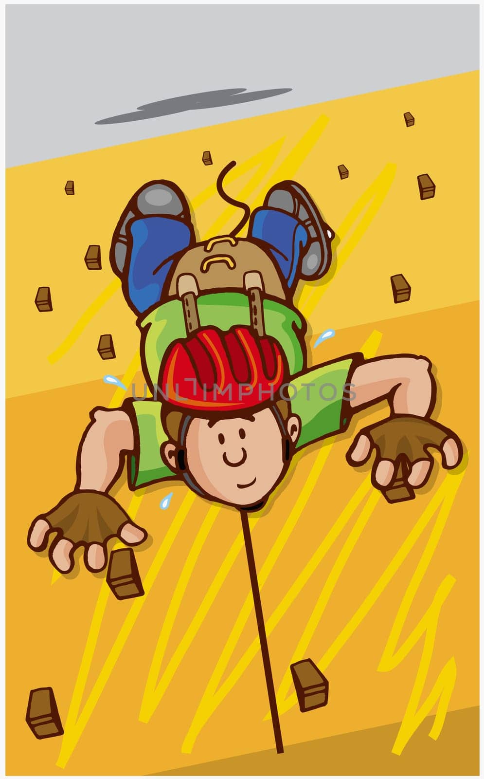 Boy climbing a rock wall