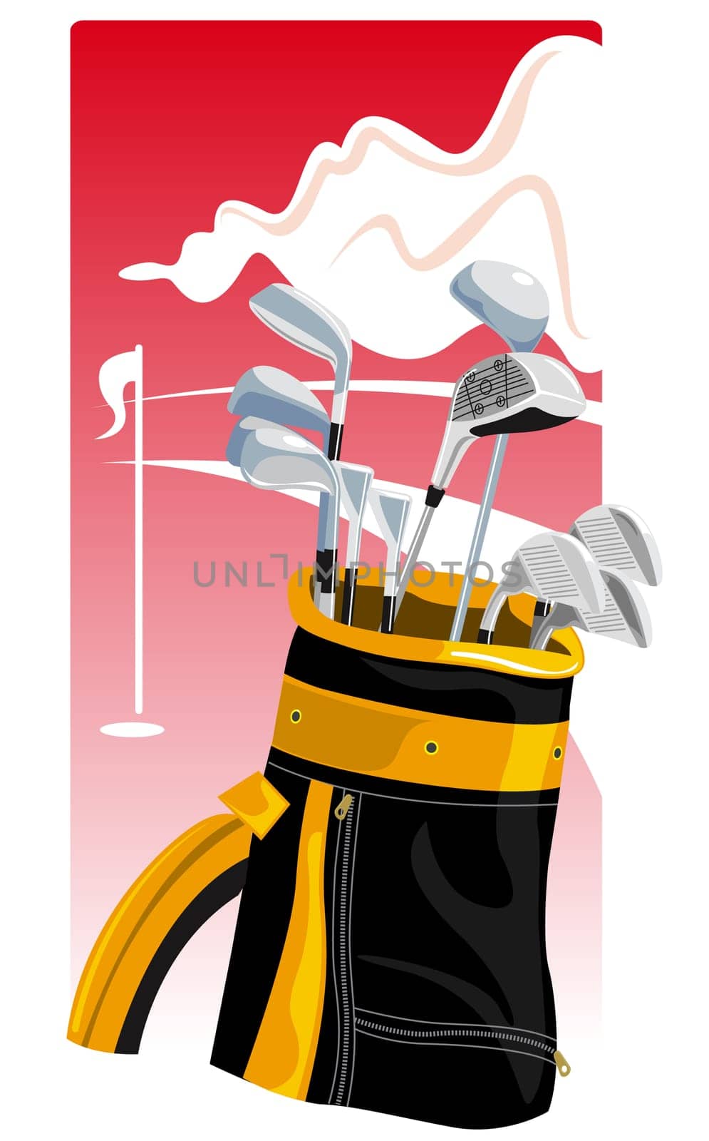 Close-up of golf clubs in a golf bag
