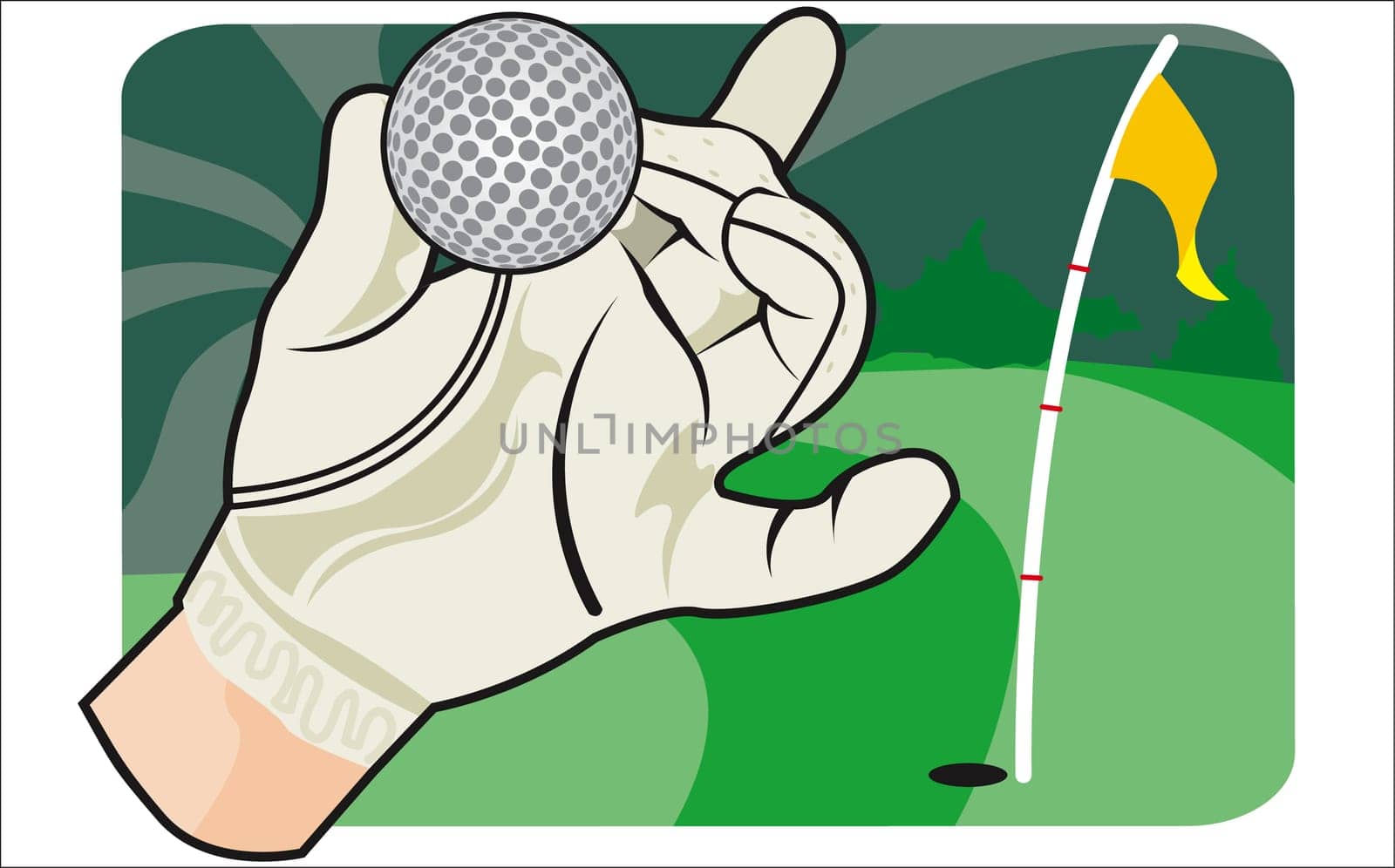 Person's hand holding a golf ball