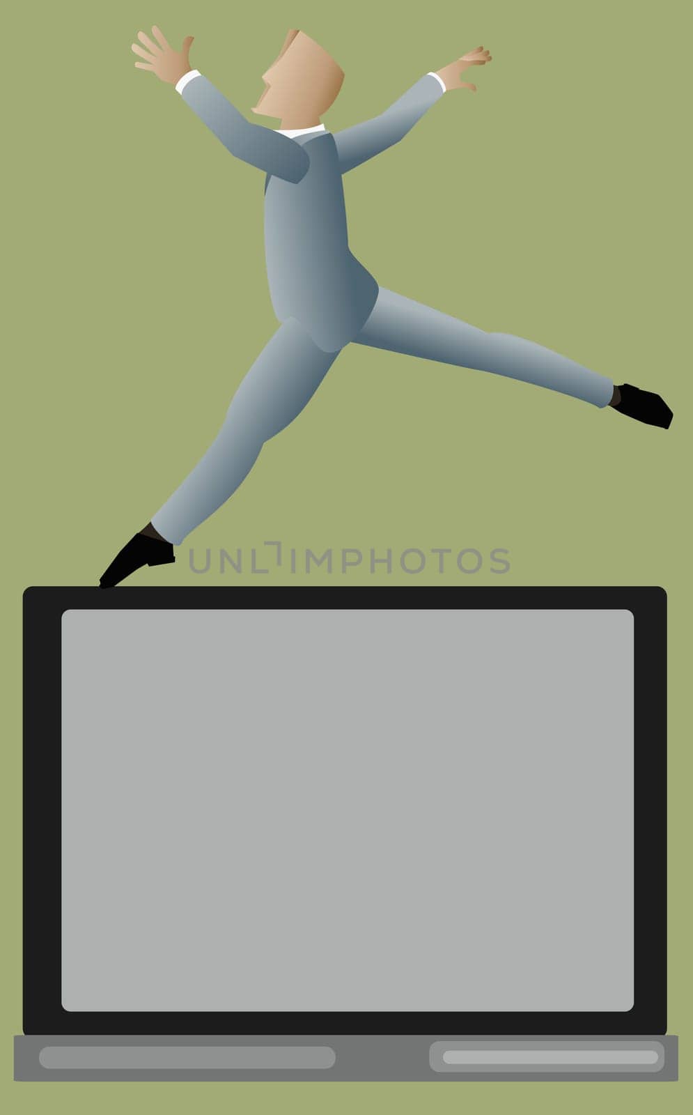 Businessman performing on a balance beam