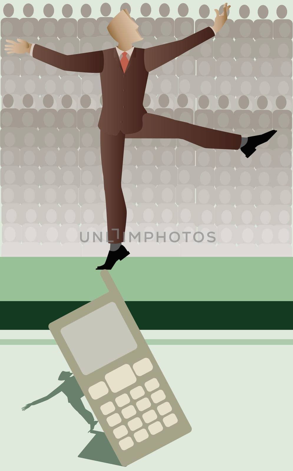 Businessman standing on a mobile phone antenna