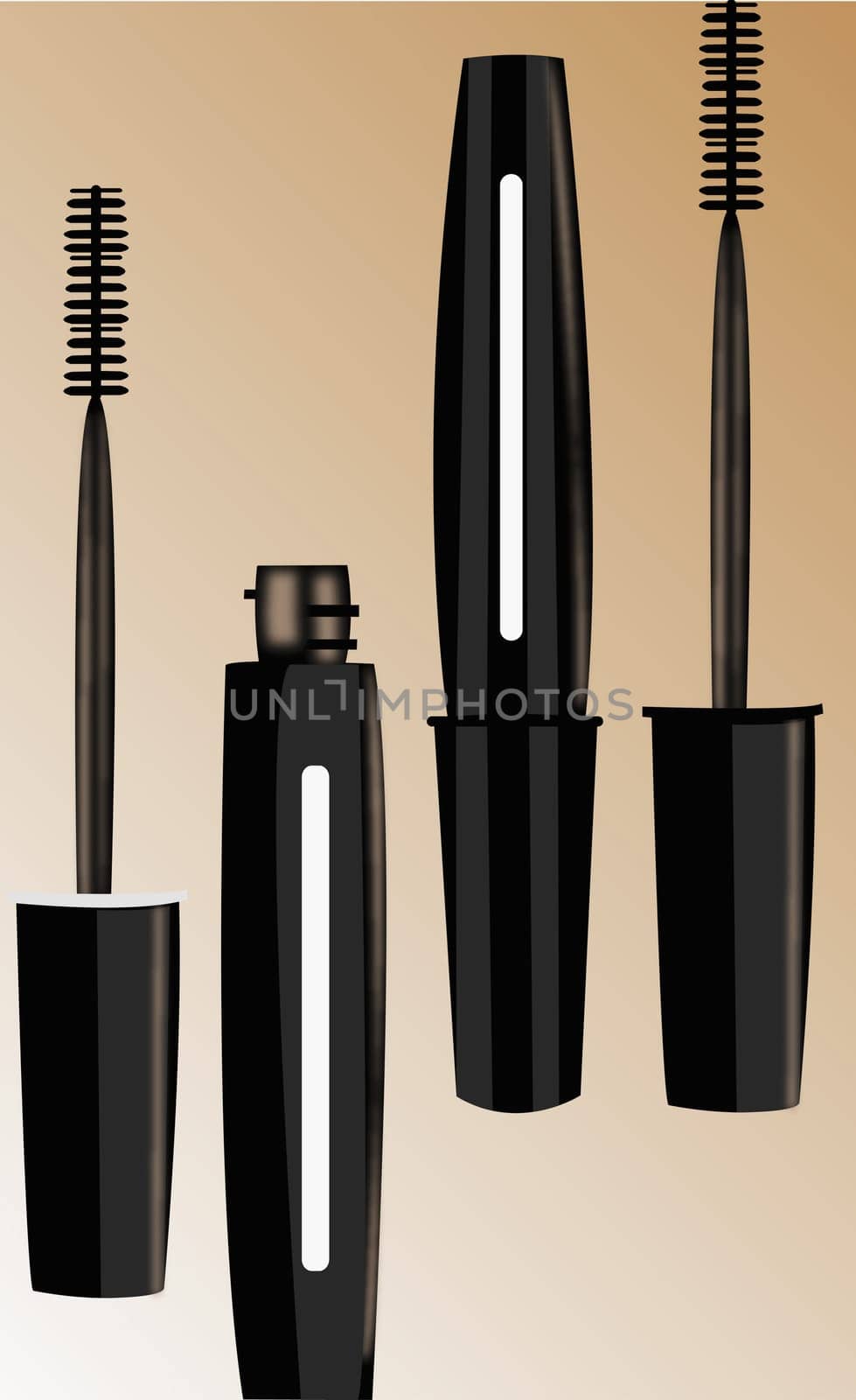 Close-up of mascara bottles and brushes