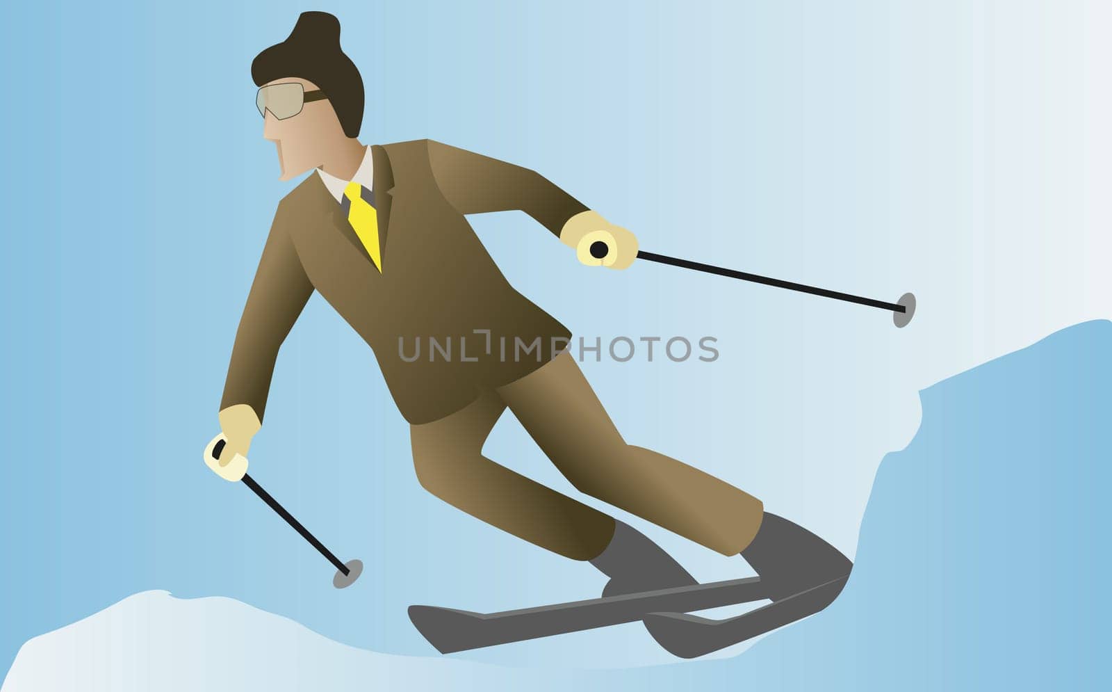 Businessman skiing