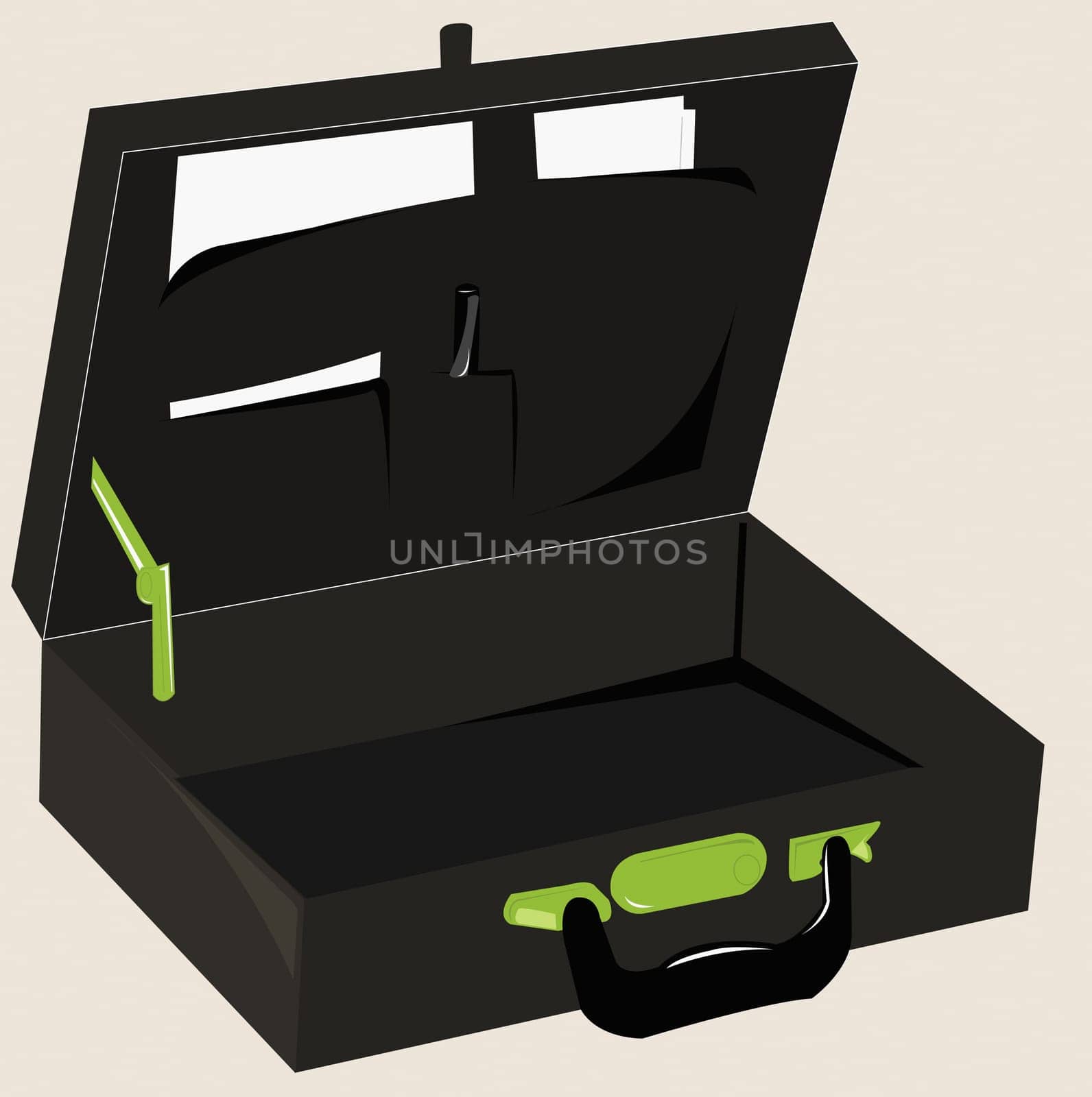 Close-up of an open briefcase