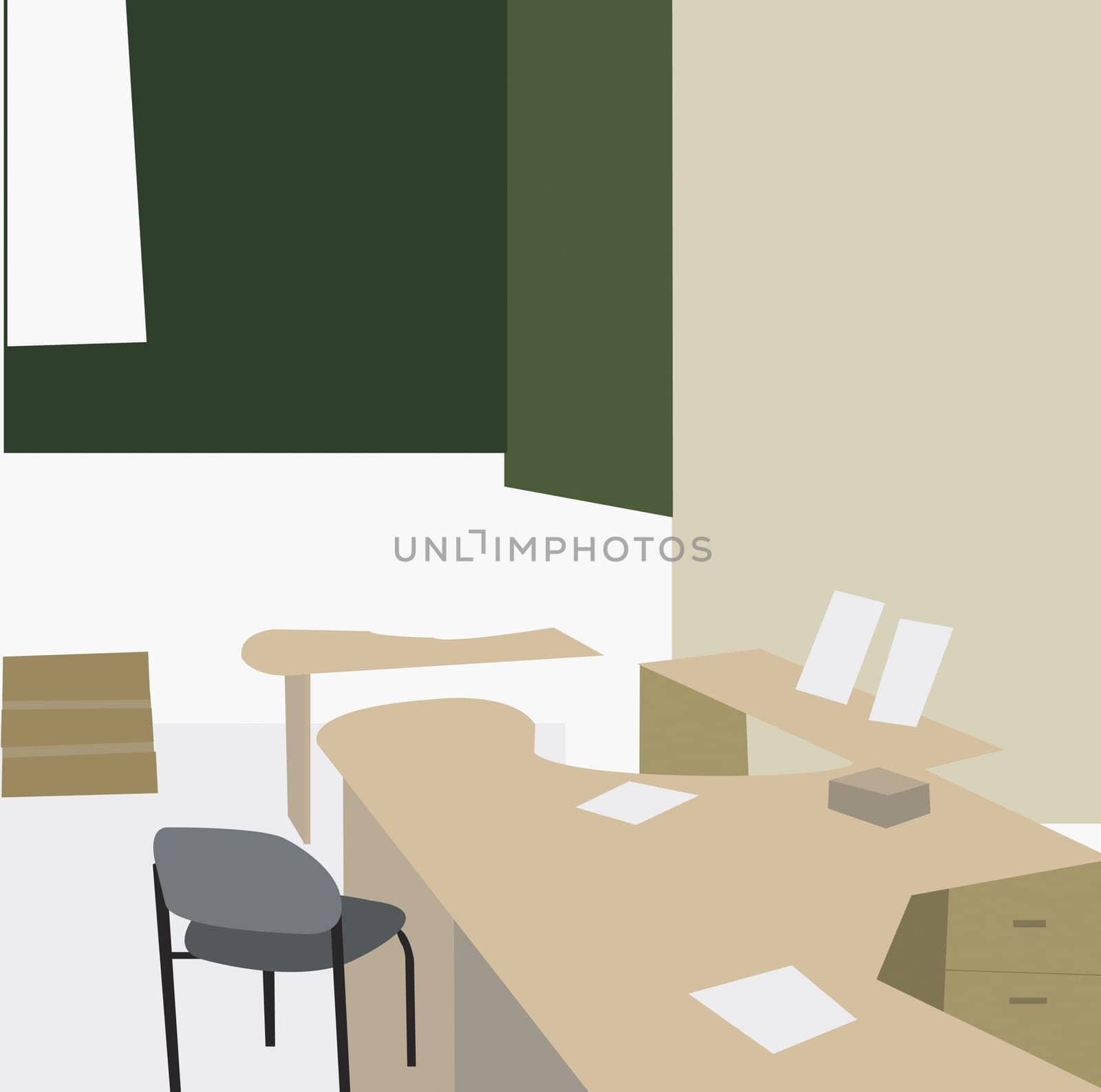Empty chair and a desk in an office