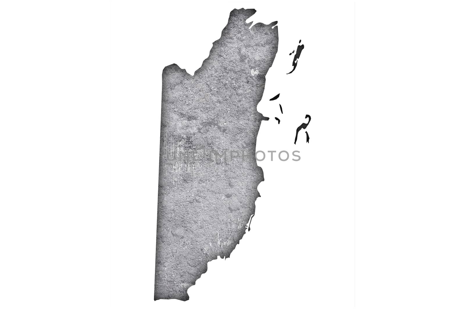 Map of Belize on weathered concrete