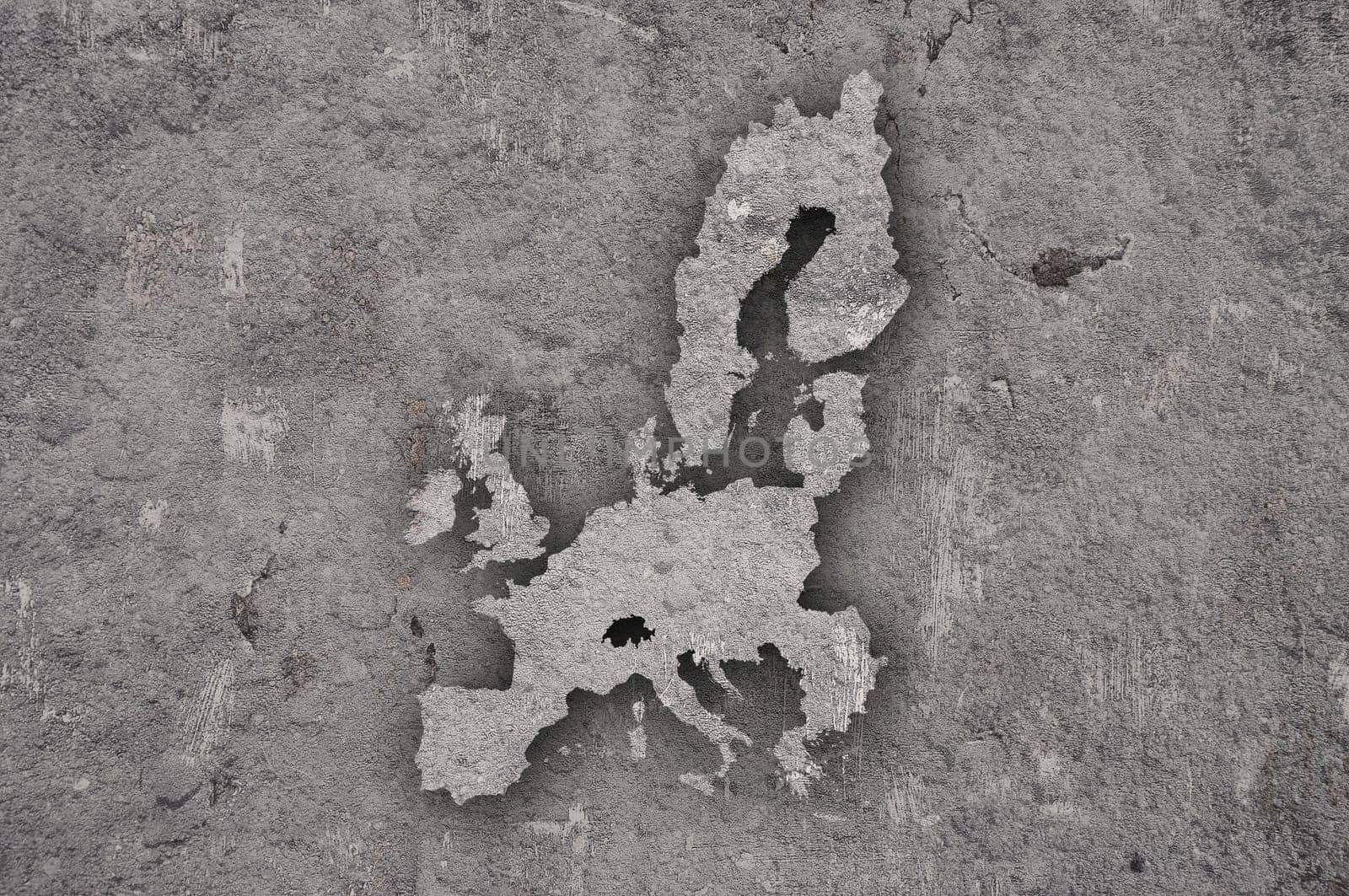 Map of European Union on weathered concrete