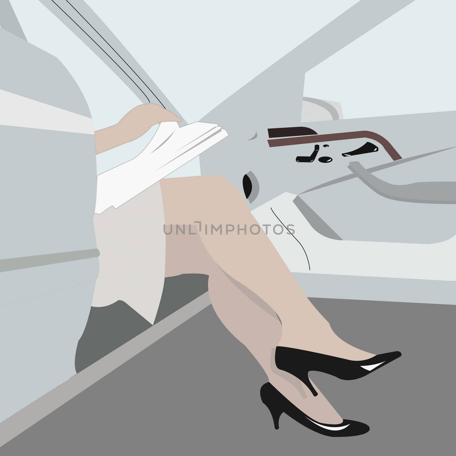 Low section view of a woman exiting from a car