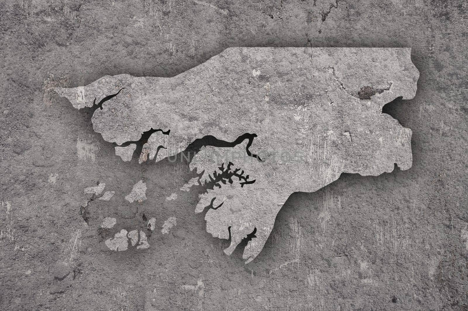 Map of Guinea-Bissau on weathered concrete