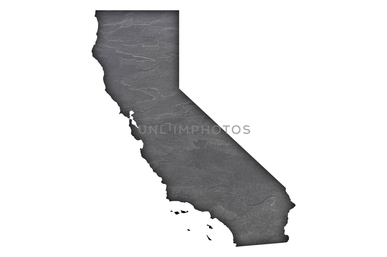 Map of California on dark slate