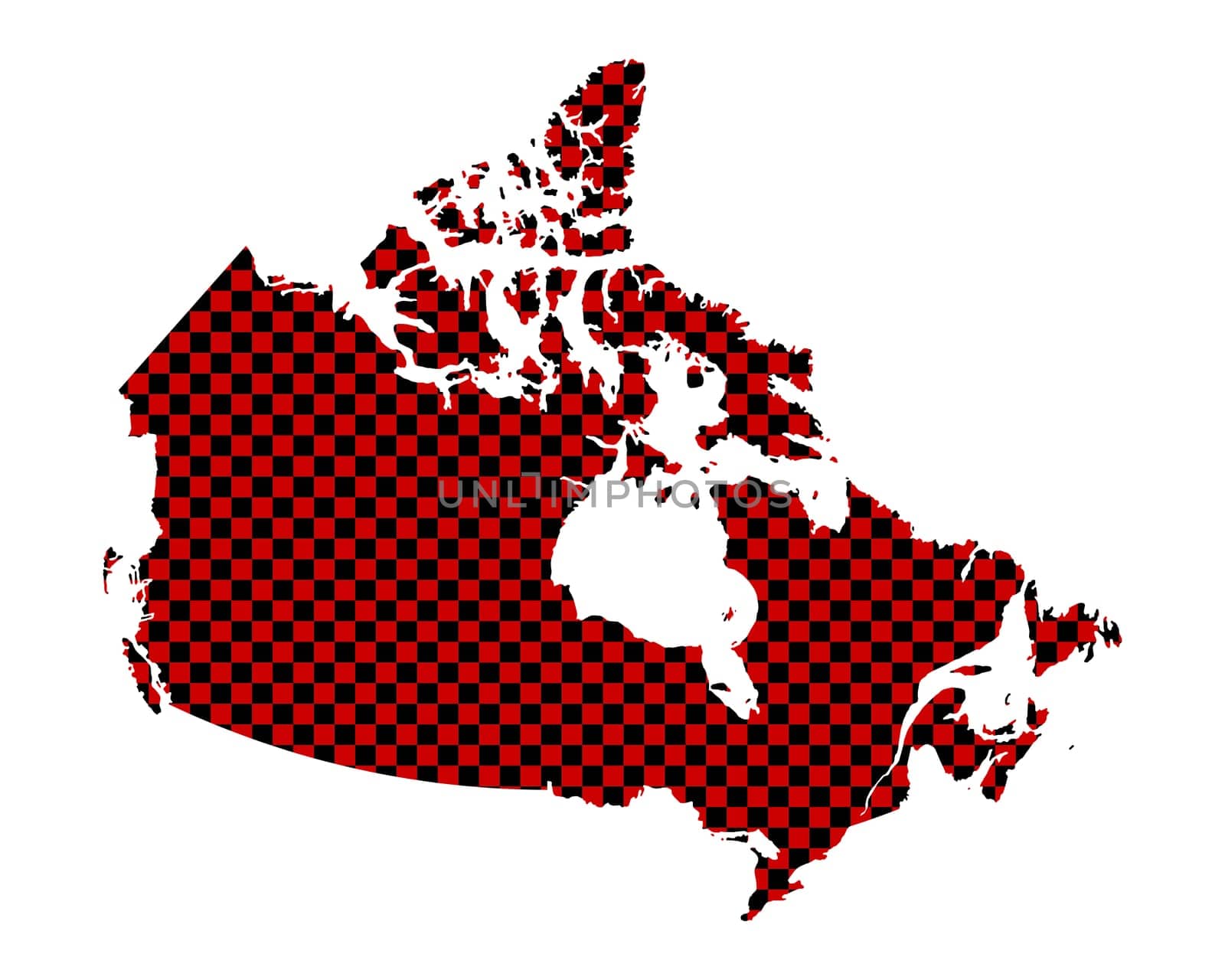 Map of Canada in checkerboard pattern