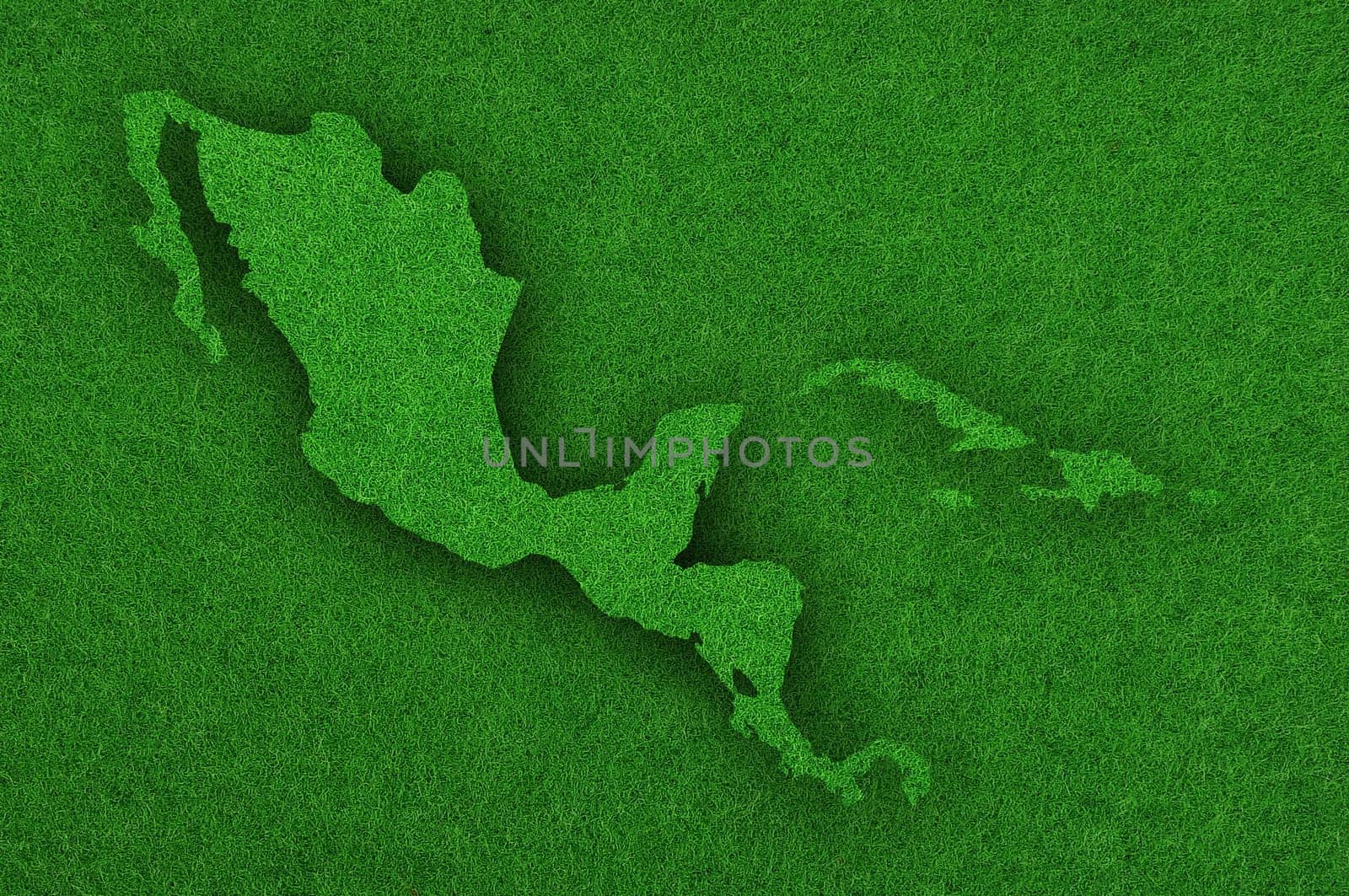 Map of Central America on green felt