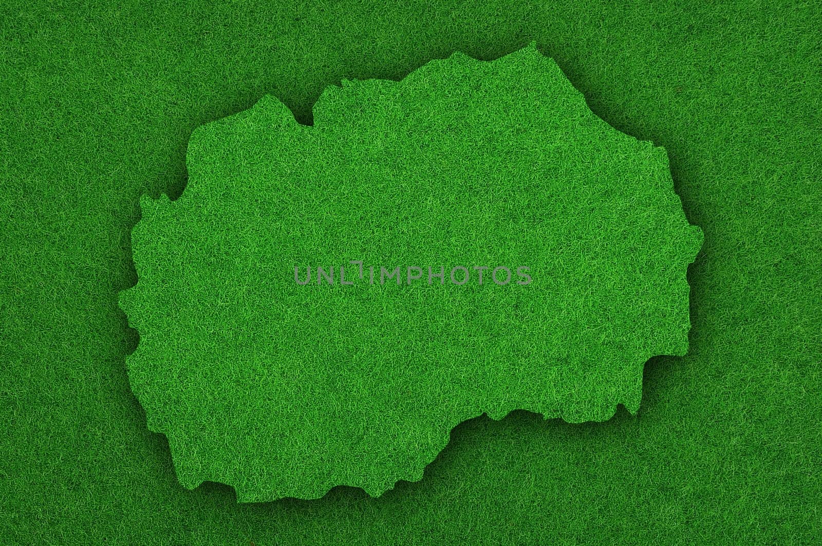 Map of North Macedonia on green felt