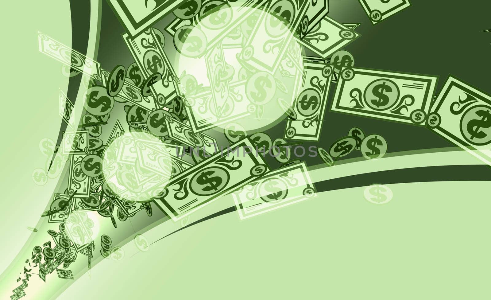 Paper currency on an abstract pattern