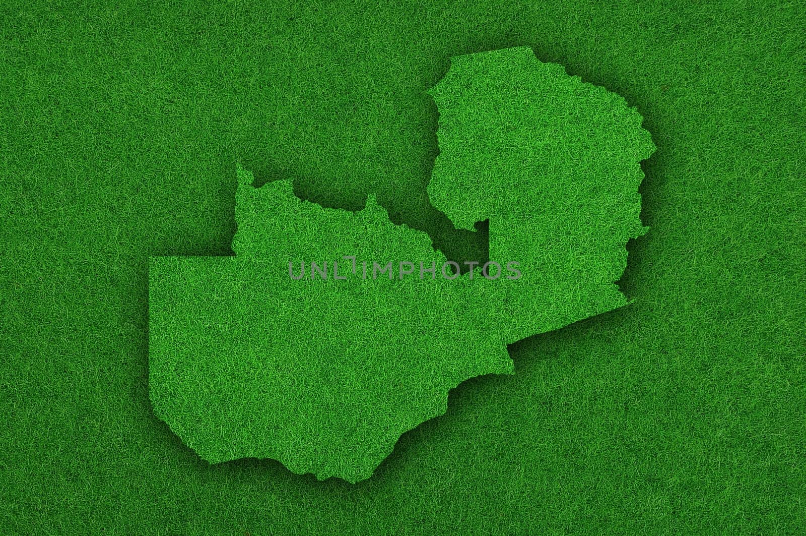 Map of Zambia on green felt