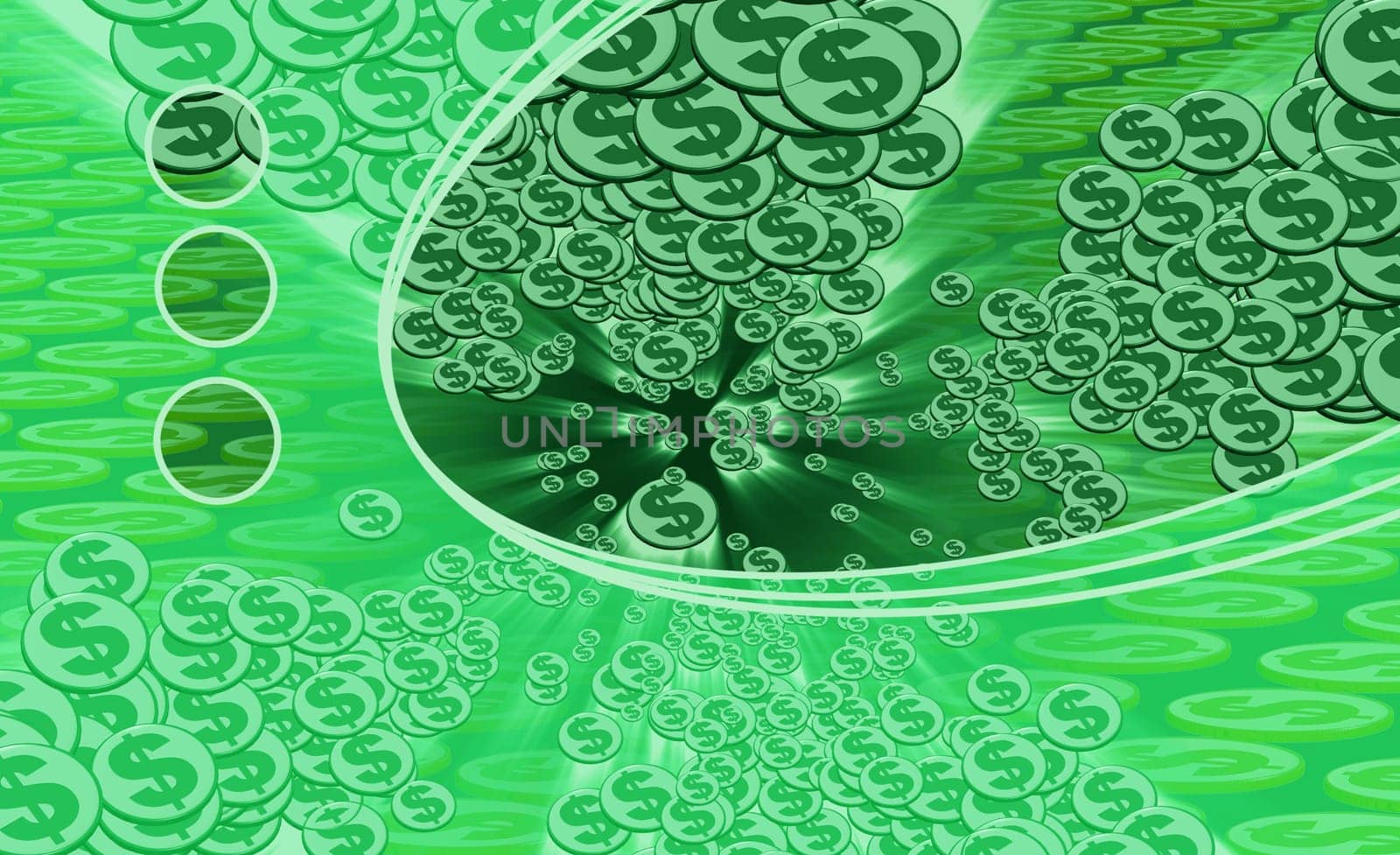 Dollar coins on an abstract pattern