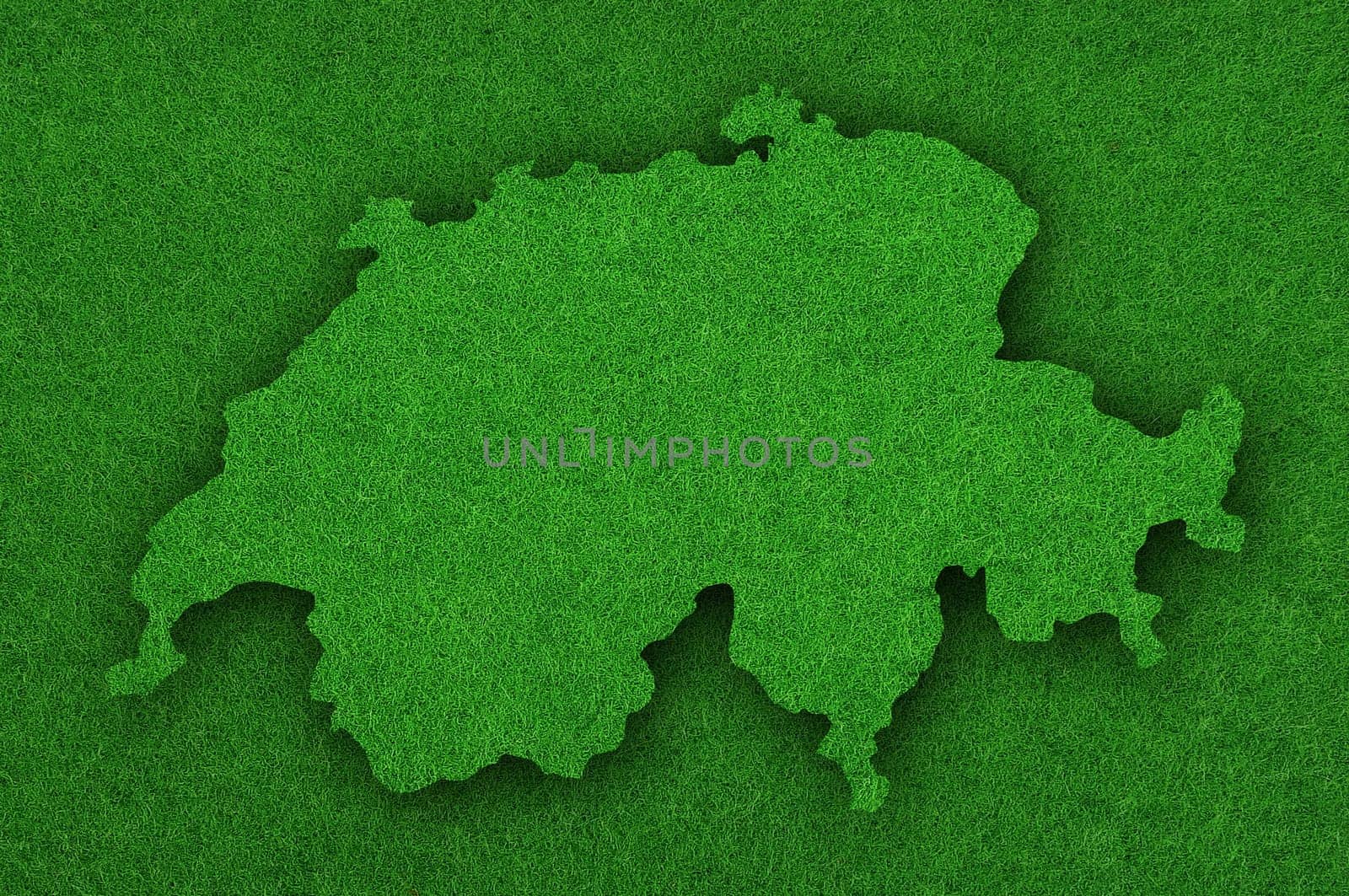 Map of Switzerland on green felt