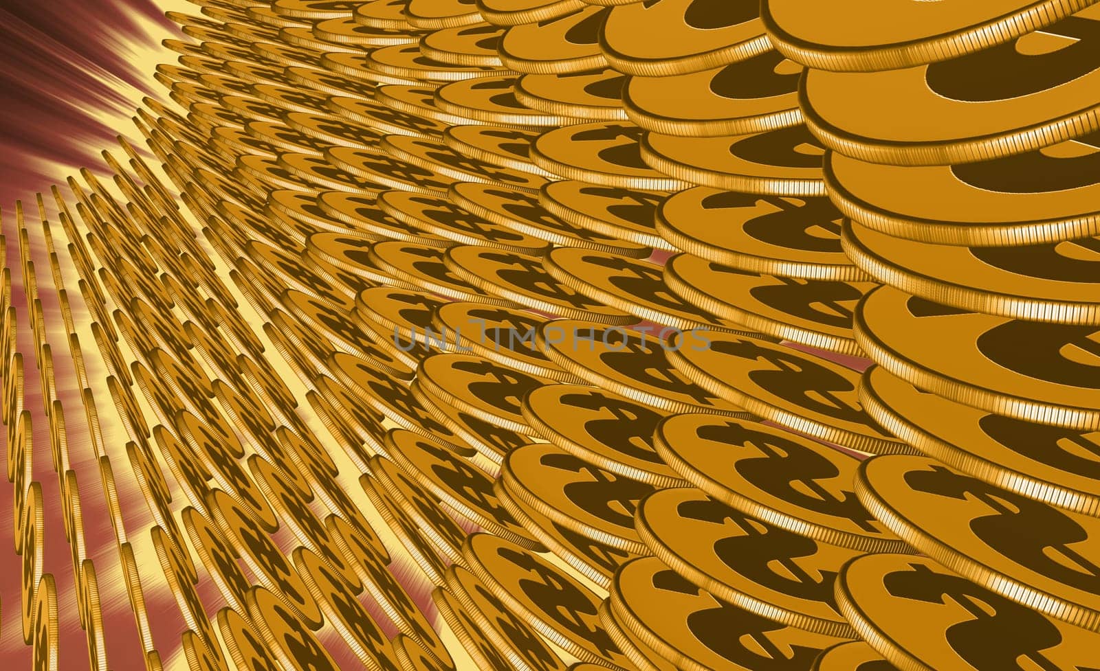 Dollar coins arranged in cylindrical shape
