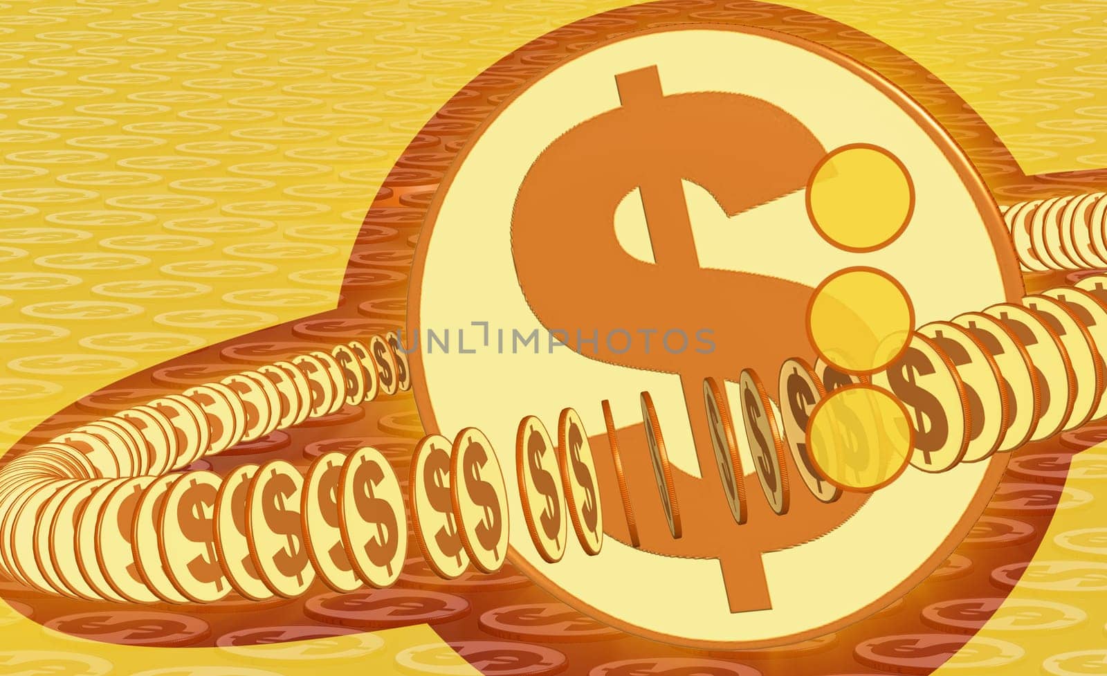 Dollar coins glowing