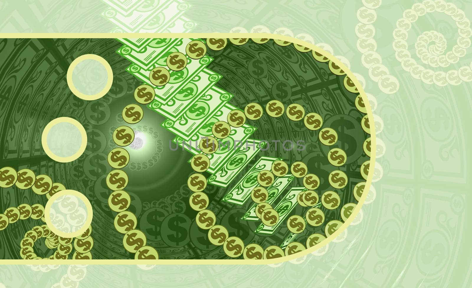 Dollar coins with paper currency