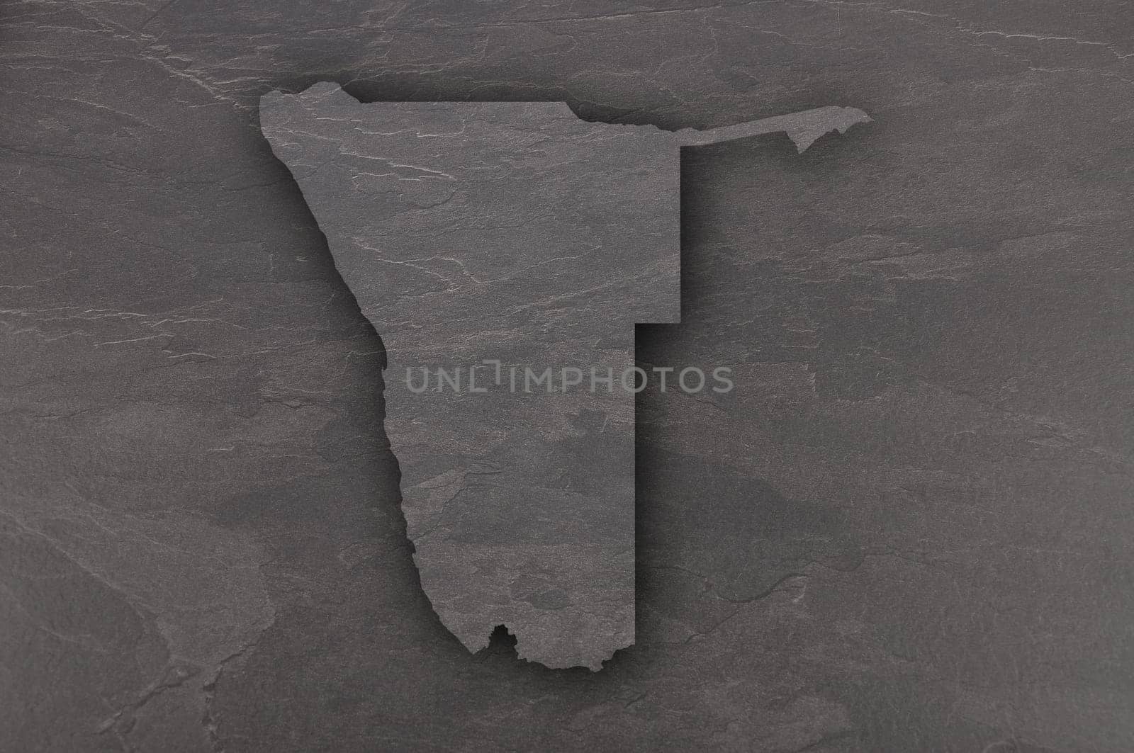 Map of Namibia on dark slate