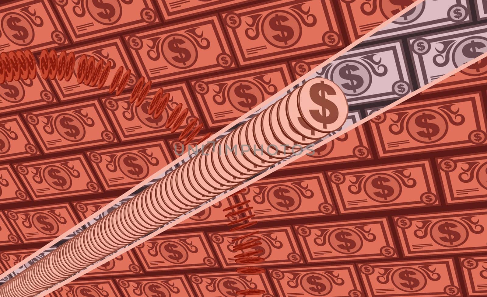 Dollar coins with paper currency
