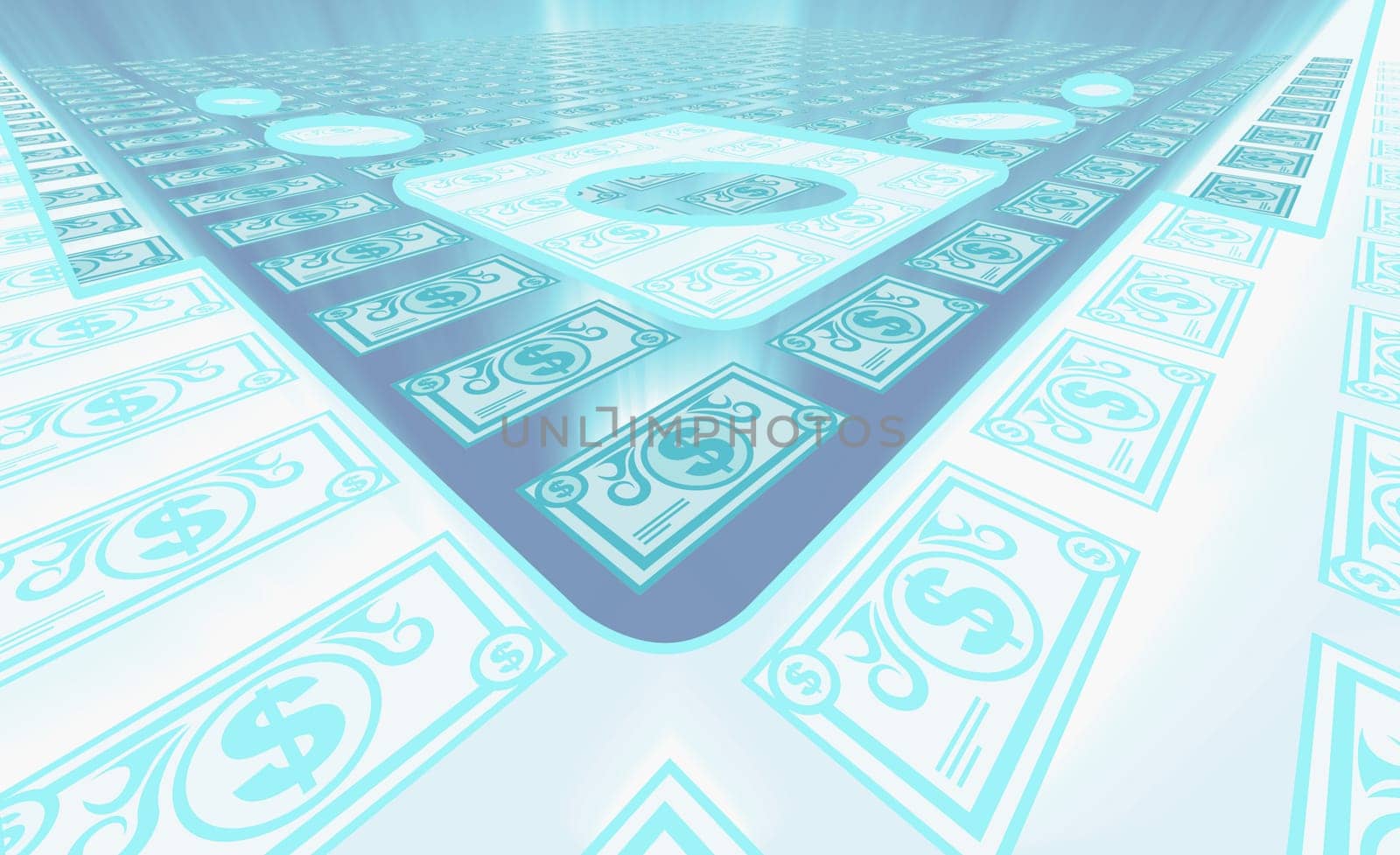 Dollar coins surrounding a dollar sign