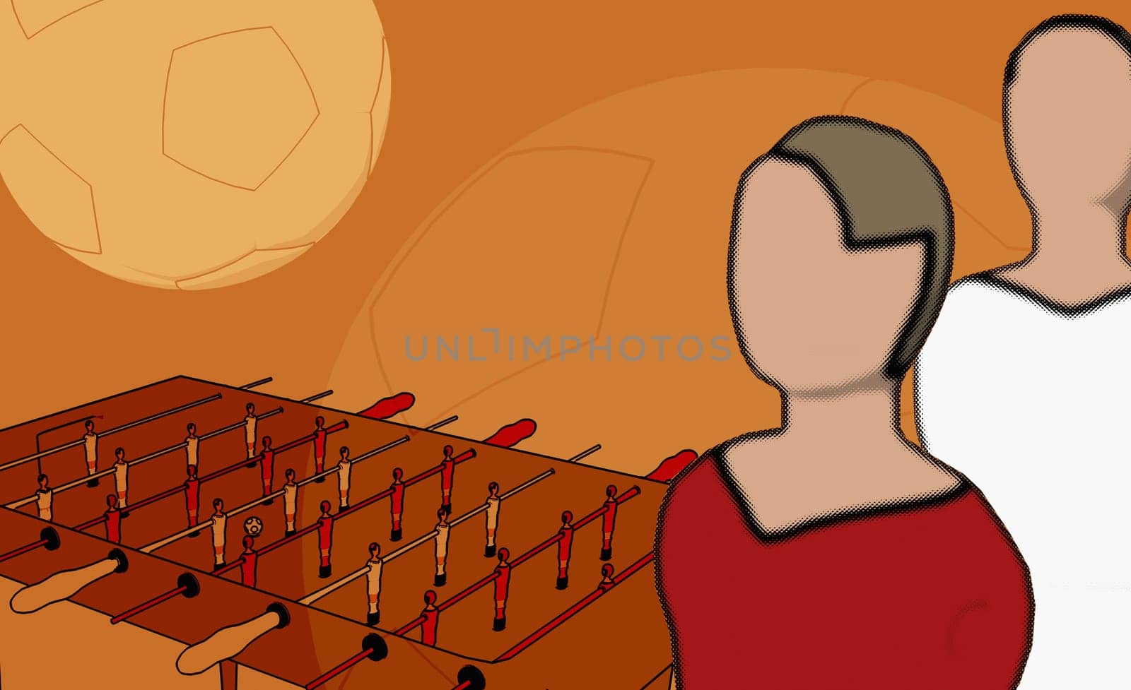 Man and a woman beside a foosball table