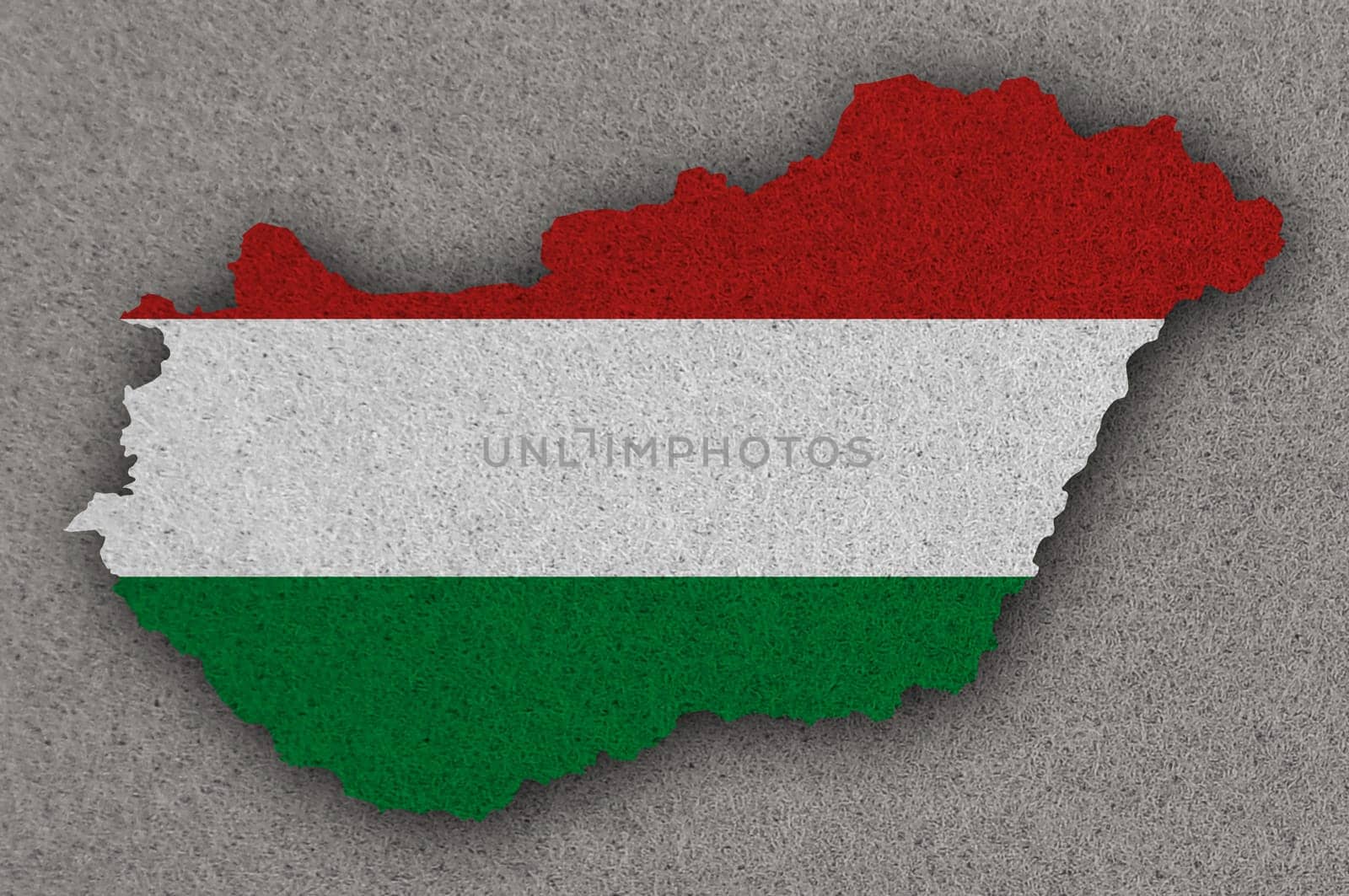 Map and flag of Hungary on felt