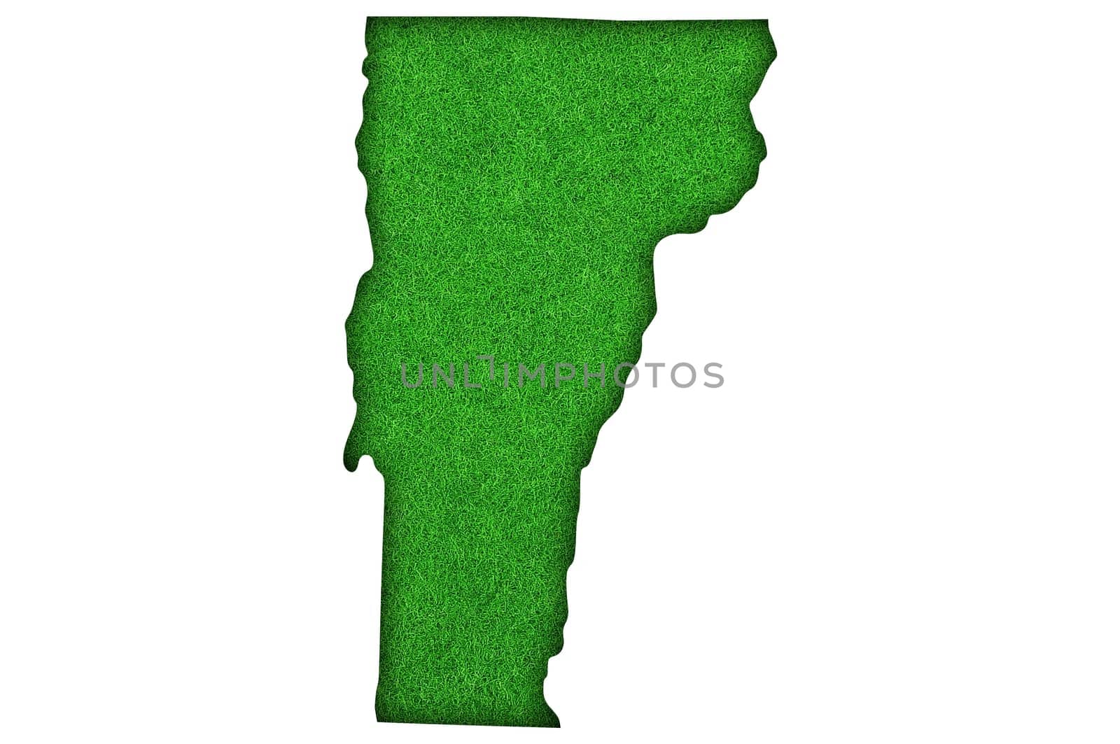 Map of Vermont on green felt