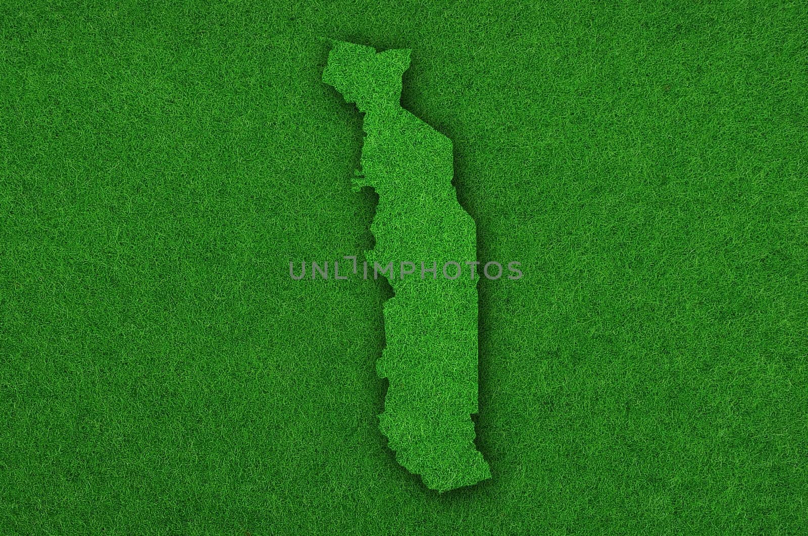 Map of Togo on green felt