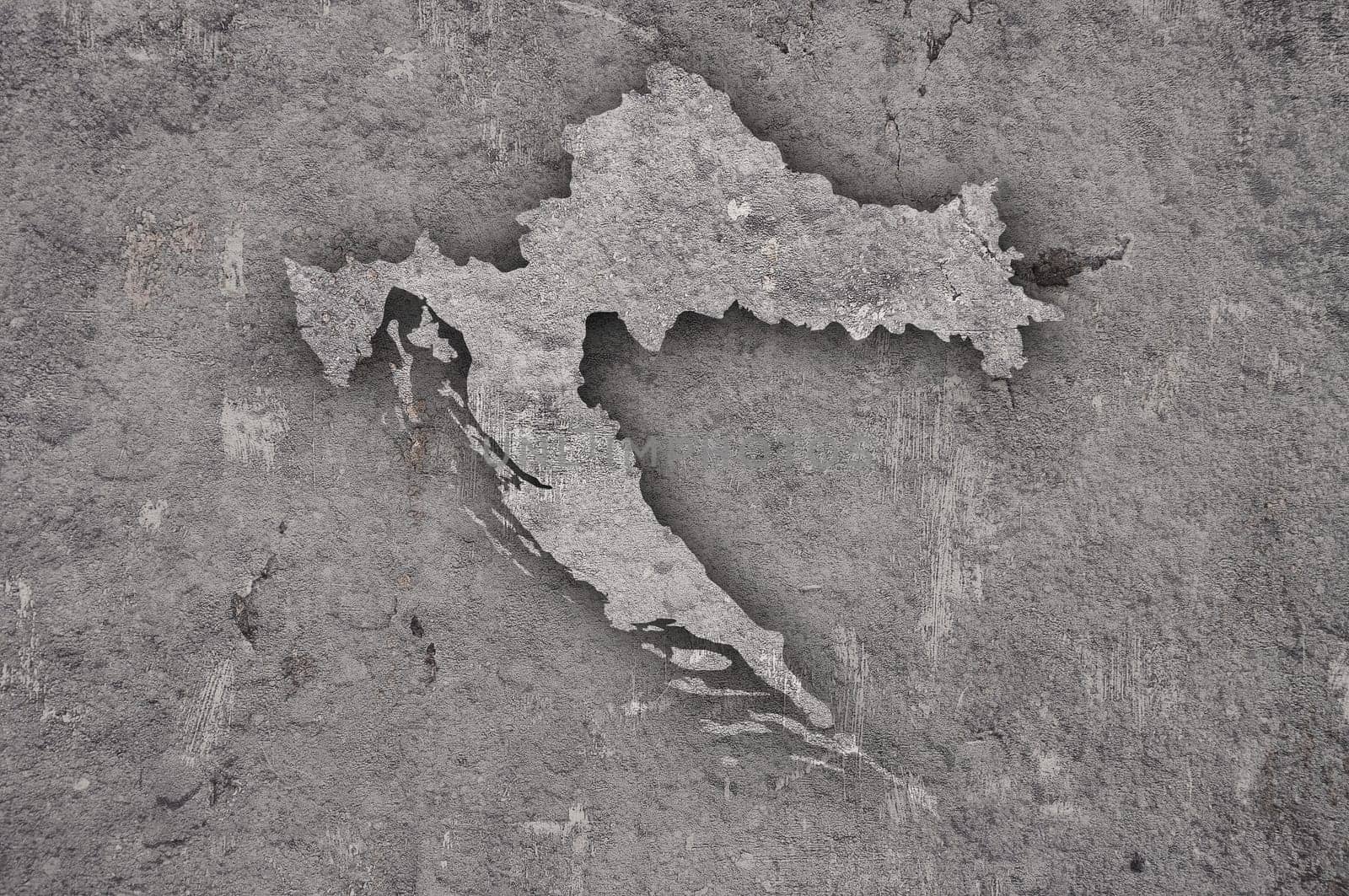 Map of Croatia on weathered concrete