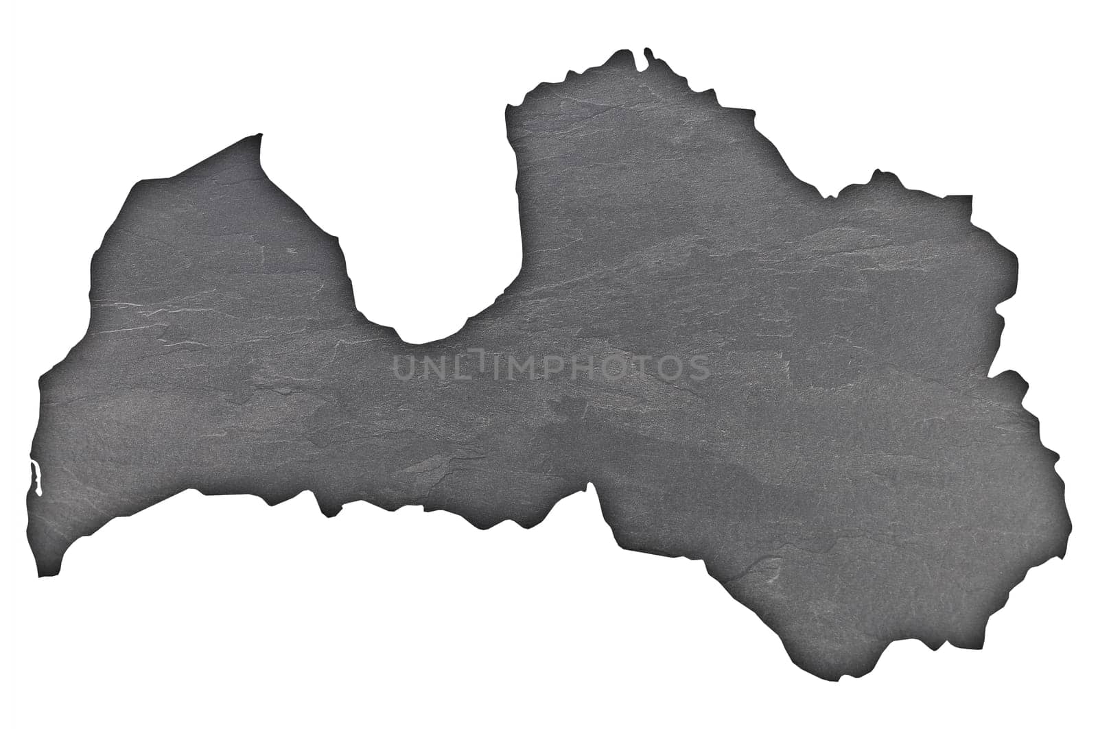Map of Latvia on dark slate